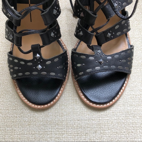 Dolce Vita Lyndie Metallic Studded Lace Up Heels - Picture 4 of 7